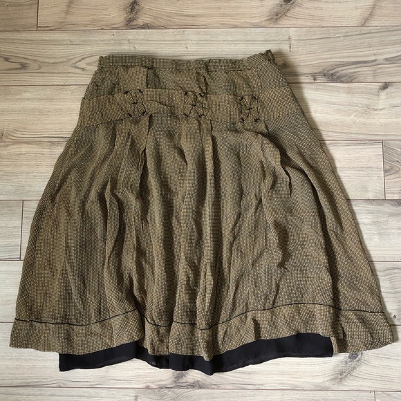 Studio M Dresses & Skirts - Women’s Vintage Studio M Petite Brown Yellow Pleated Pattern Silk Skirt size 4P